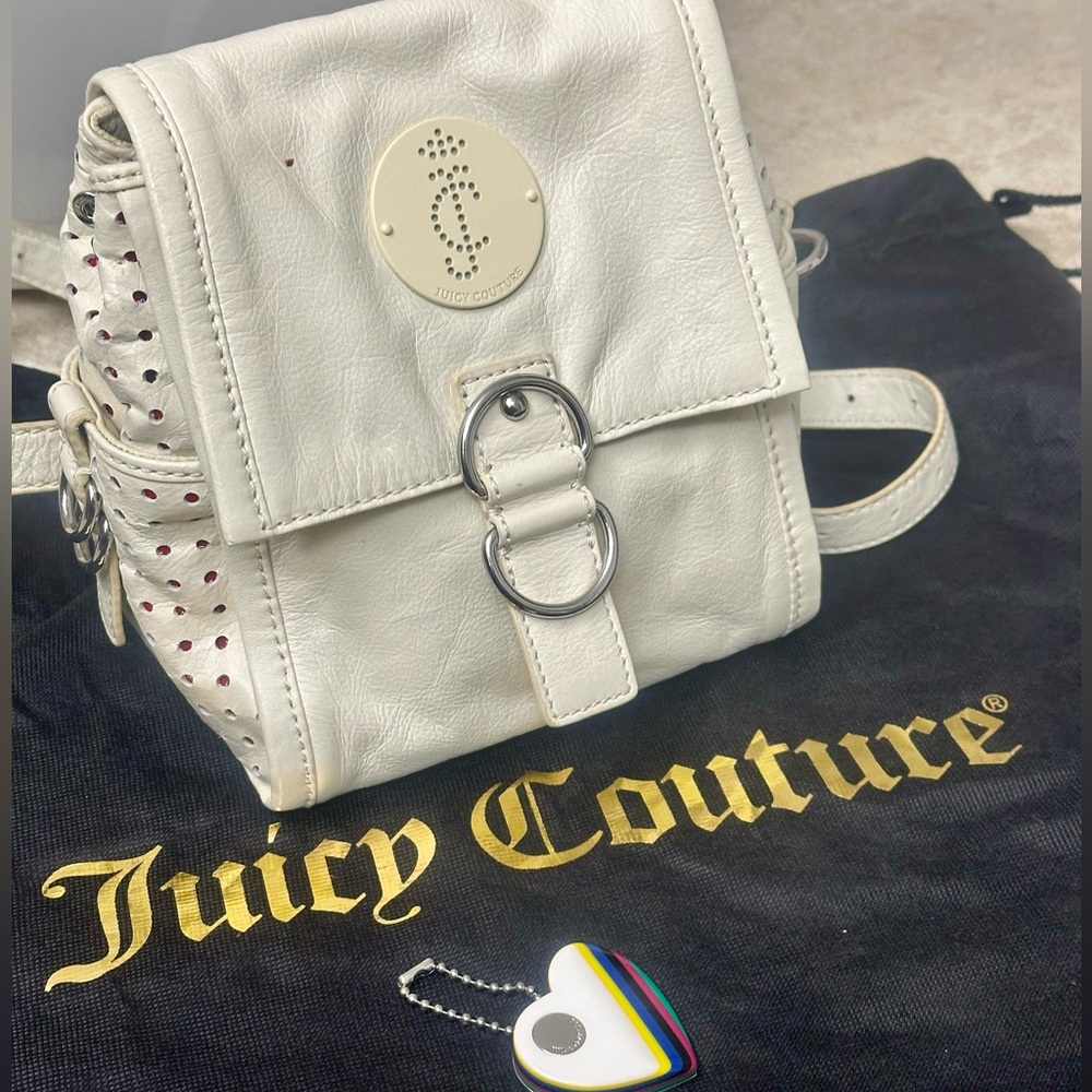 Juice Couture High Quality Leather White/Cream Color Bag to Backpack +Charm